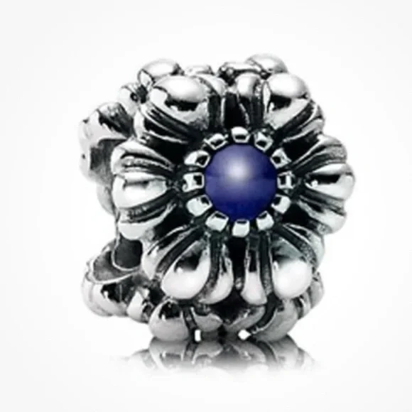 Retired Pandora Birthday Blooms September Sapphire Birthstone Charm - Picture 1 of 5